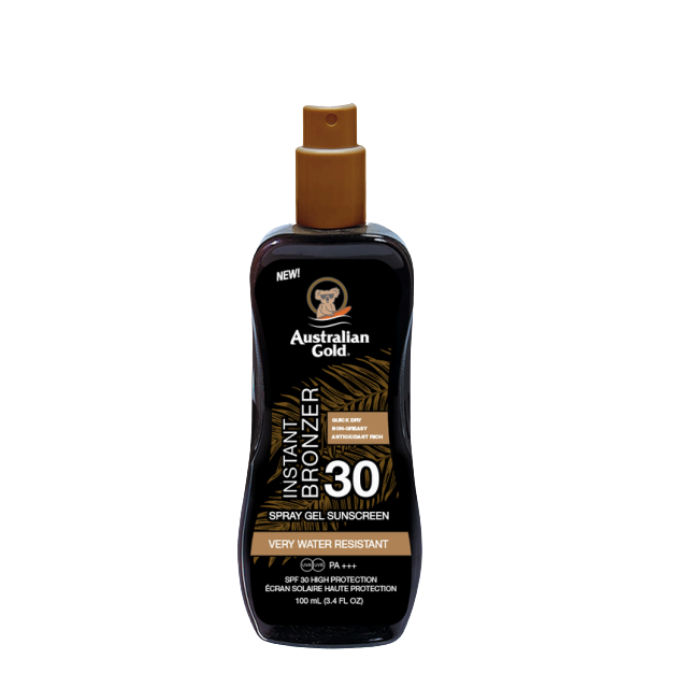 AUSTRALIAN GOLD INSTANT BRONZER SPRAY GEL SPF30 ECRAN SOLAIRE 100ML