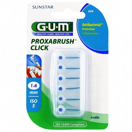 GUM BROSSE FINES PAR 6 UNITES A LA CHLORHEXIDINE 1.6MM REF 624