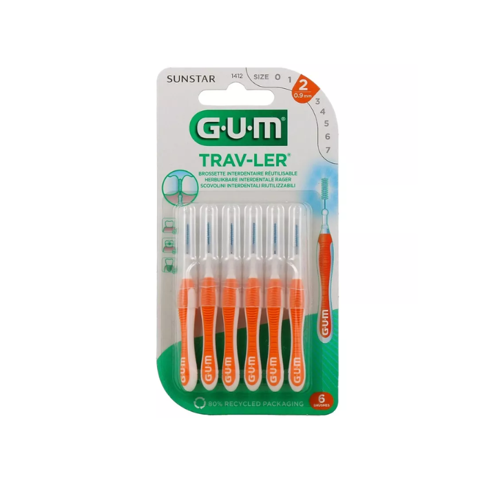 GUM 6 BROSSETTES INTERDENTAIRES ULTRA FINE 0.9 MM REF 1412