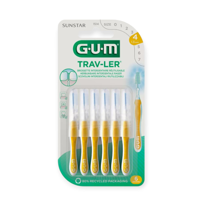 GUM 6 BROSSETTES INTERDENTAIRES EXTRA FINE 1.3 MM REF 1514