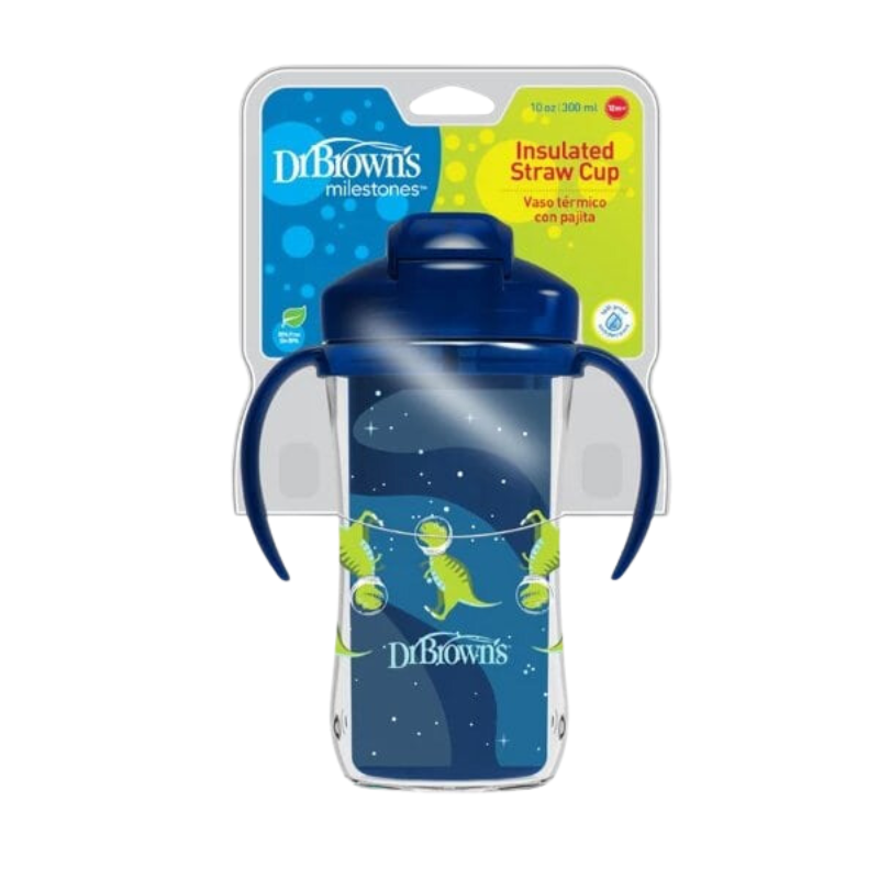 DR BROWNS TASSE THERMOS BLEU AVEC PAILLE 12 MOIS PLUS 300 ML