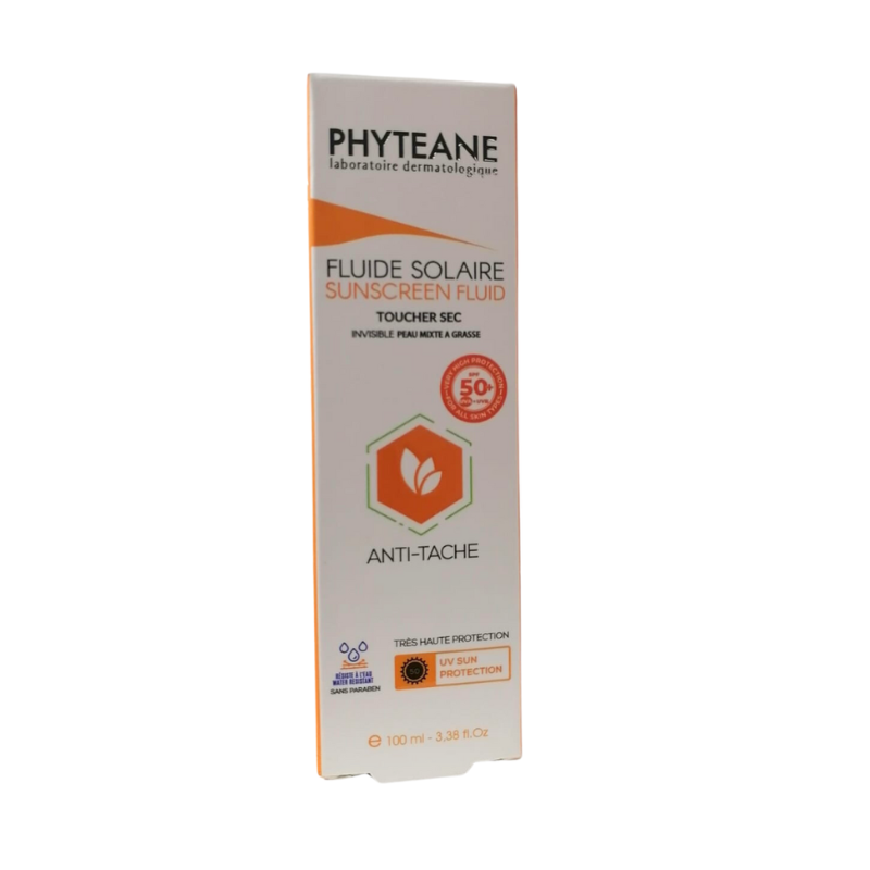PHYTEANE FLUIDE SOLAIRE TOUCHER SEC INVISIBLE SPF 50+ PEAU MIXTE A GRASSE 100 ML