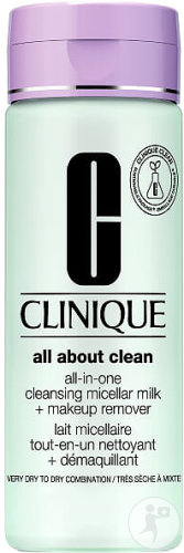 CLINIQUE ALL ABOUT CLEAN LAIT MICELLAIRE TOUT EN UN NETTOYANT DEMAQUILLANT PEAUX TRES SECHES A MIXTE 200 ML