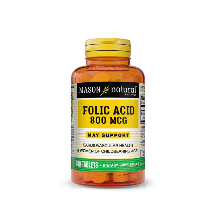 MASON NATURAL FOLIC ACID 800 MCG 100 TABLETS