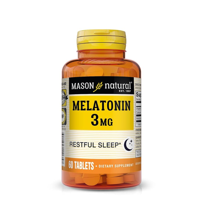 MASON NATURAL MELATONIN 3MG 60 TABLETS