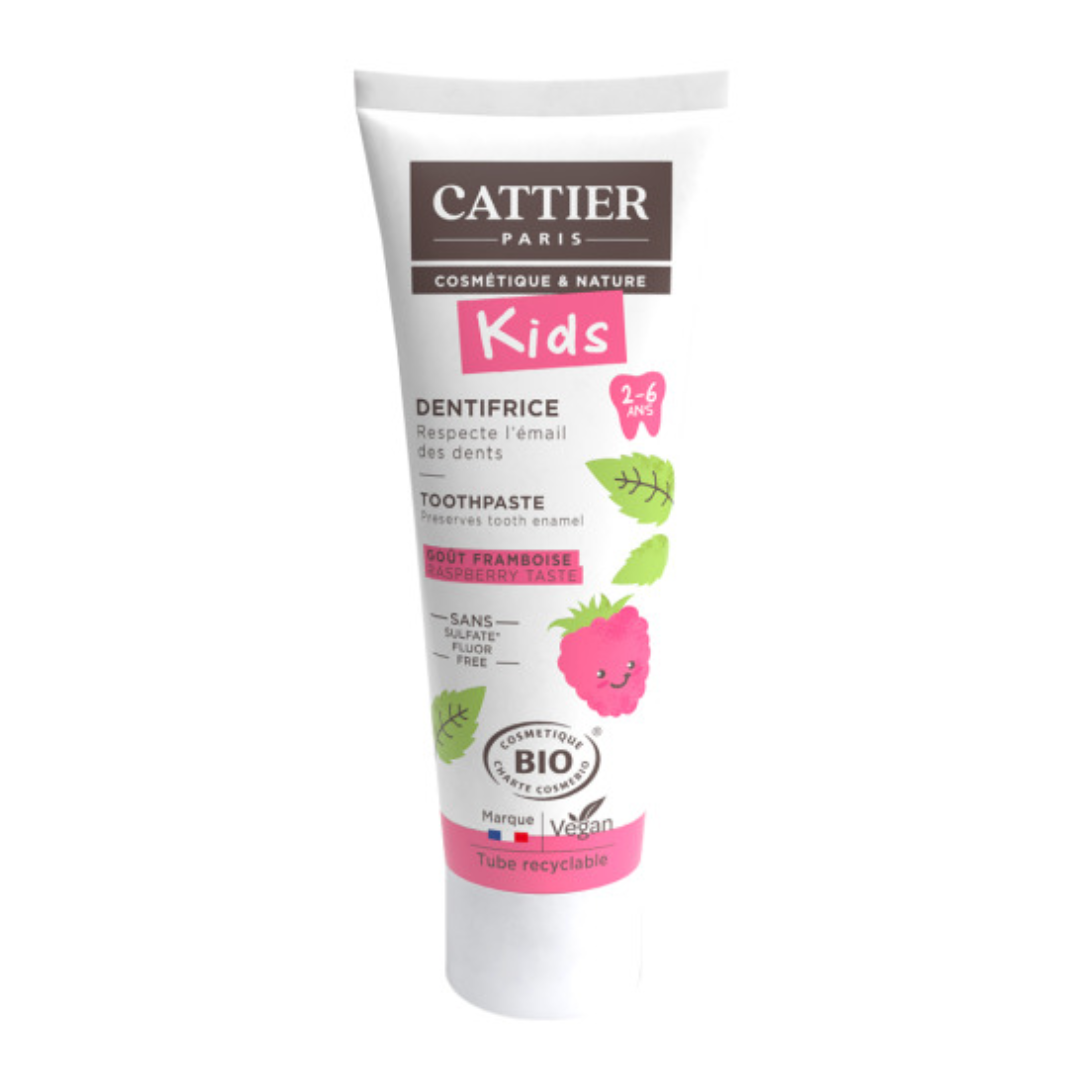CATTIER DENTIFRICE ENFANTS SANS FLUOR 2-6 ANS 50 ML GOUT FRAMBOISE