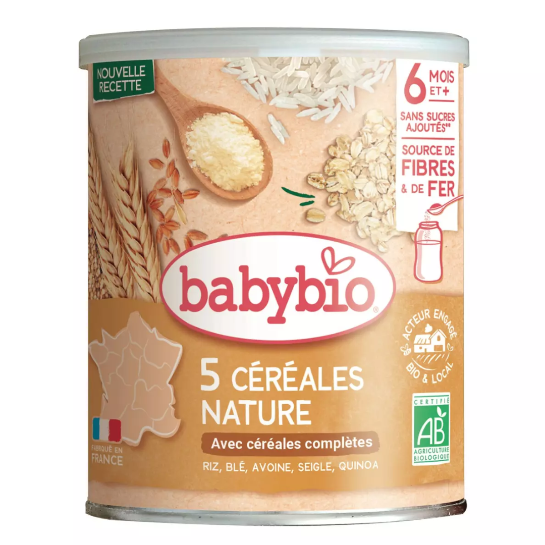 BABYBIO 5 CEREALES NATURE BLE AVOINE RIZ SEIGLE QUINOA 6 MOIS ET PLUS 220G