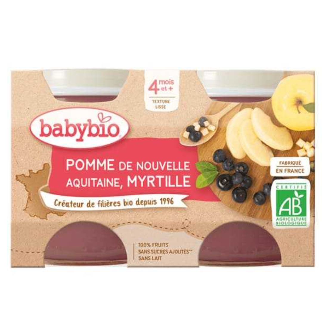 BABYBIO PETIT POT POMME ET MYRTILLE BIO 2x130G
