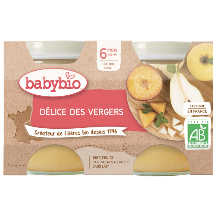 BABYBIO PETIT POT DELICE DES VERGERS 6 MOIS + 2X 130 G
