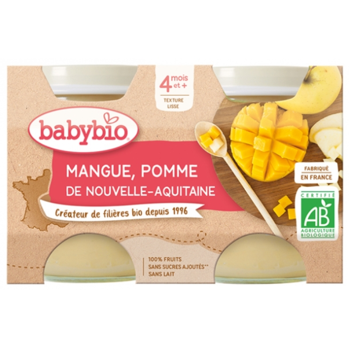 BABYBIO PETIT POT DE POMME ET MANGUE 2x130 G BIO