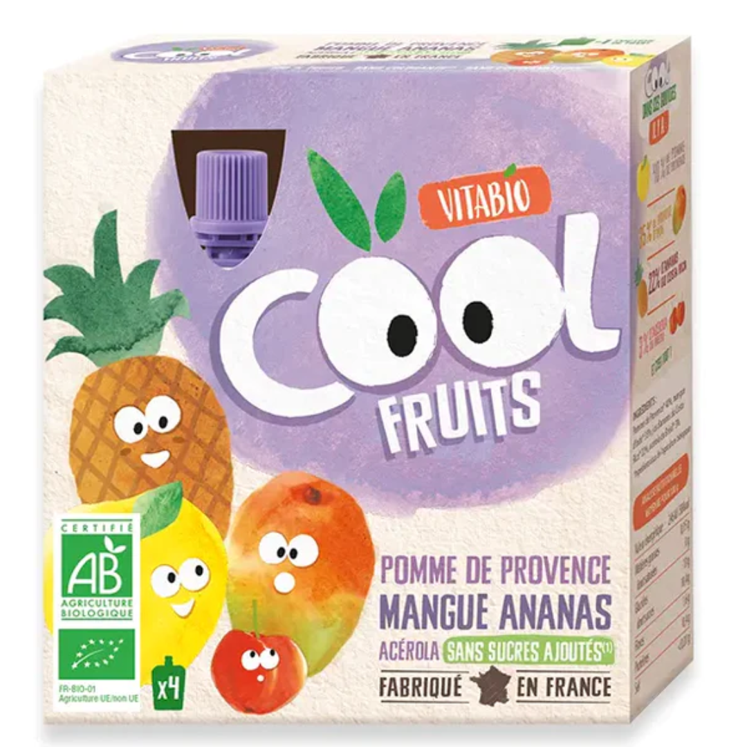 VITABIO COOL FRUITS POMME MANGUE ANANAS ACEROLA Boite de 4
