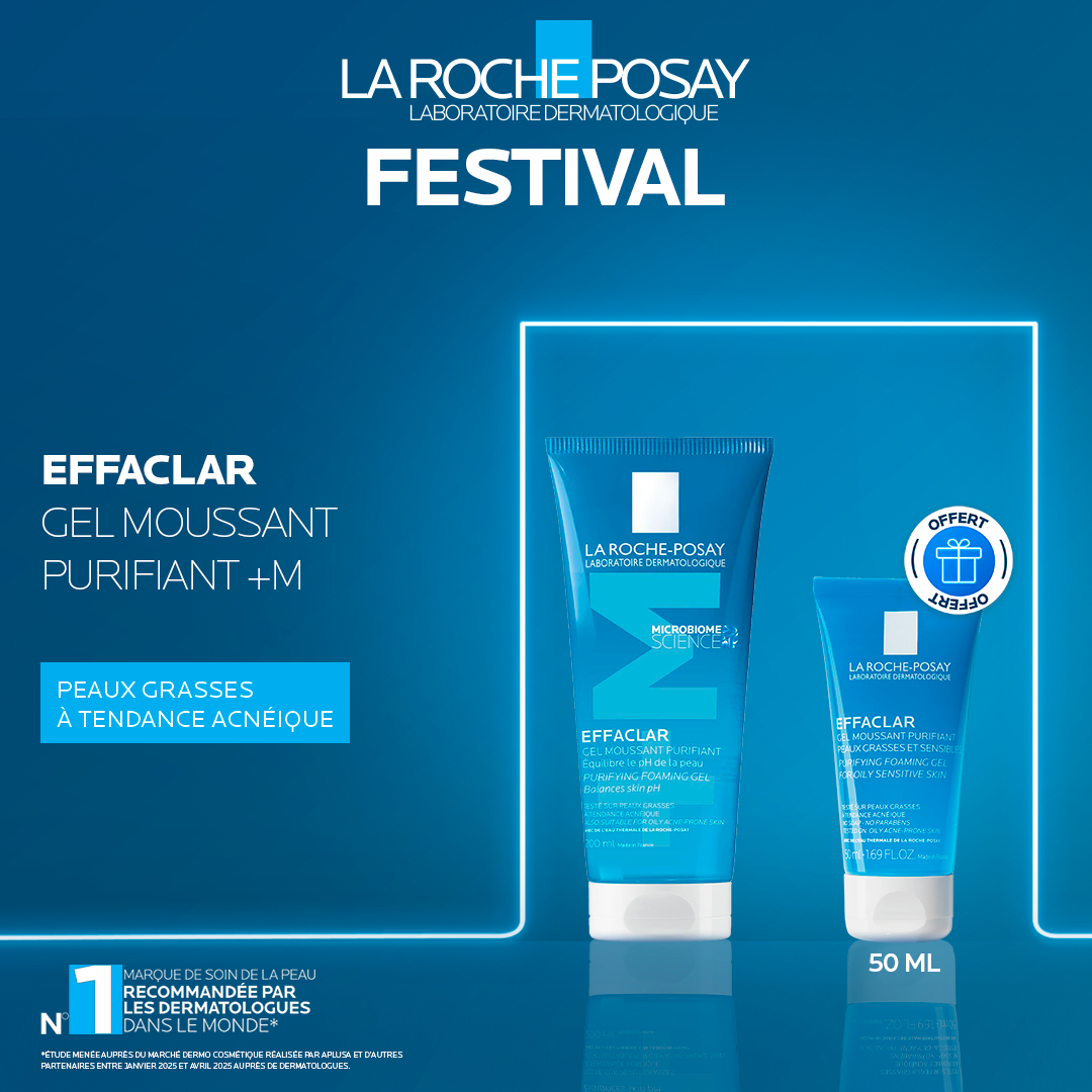 LA ROCHE POSAY OFFRE EFFACLAR GEL MOUSSANT PURIFIANT EQUILIBRE LE PH DE LA PEAU 200 ML + GEL 50 ML OFFERT