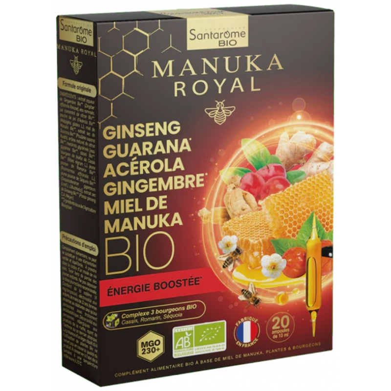 SANTAROME BIO MANUKA ROYAL BOOST ENERGIE GINSENG 20 AMPOULES 10 ML