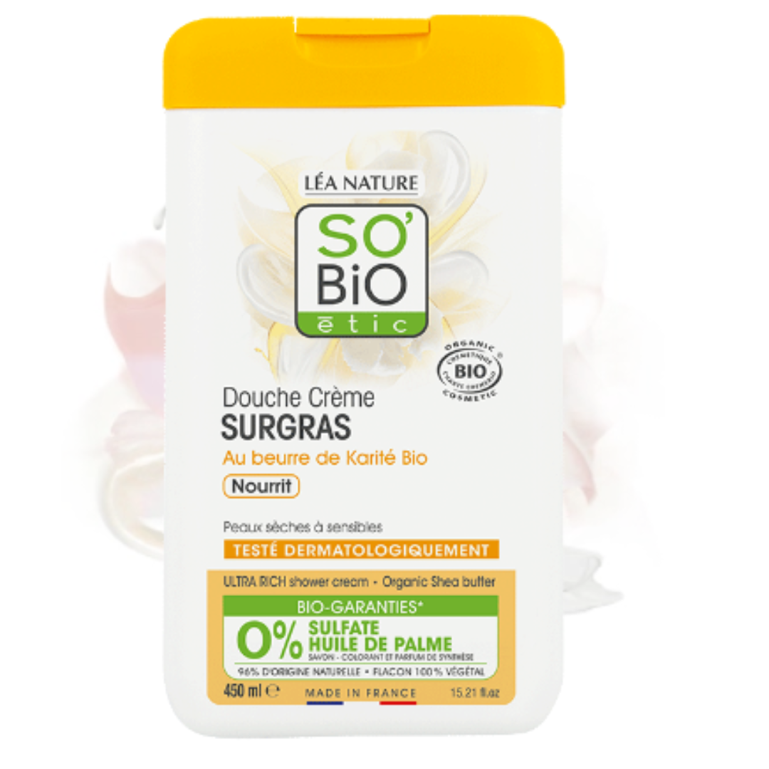 SO BIO DOUCHE CREME SURGRAS AU BEURRE DE KARITE BIO NOURRIT 450 ML