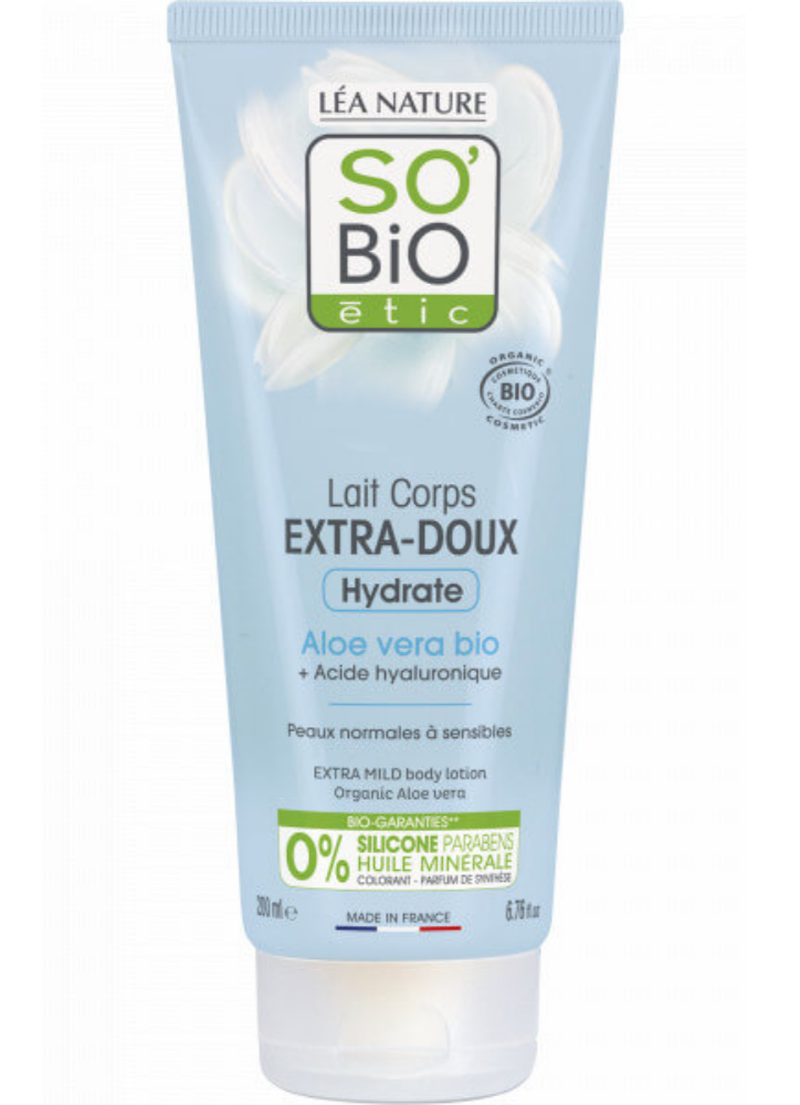 SO BIO LAIT CORPS EXTRA DOUX HYDRATE ALOE VERA BIO ET ACIDE HYALURONIQUE 200 ML