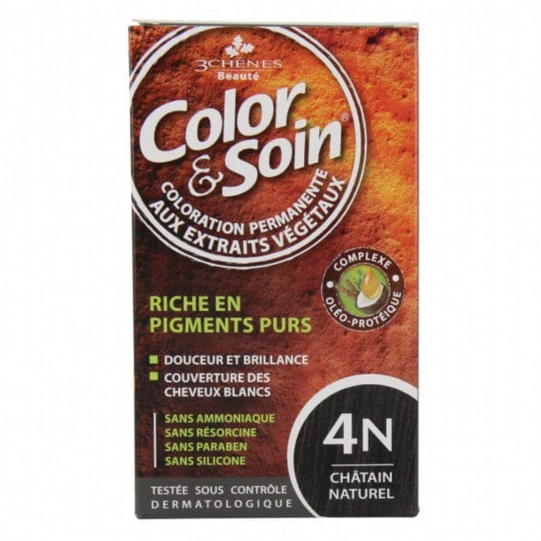 3 CHENES COLOR ET SOIN COLORATION PERMANETE 4N CHATAIN NATUREL 135 ML
