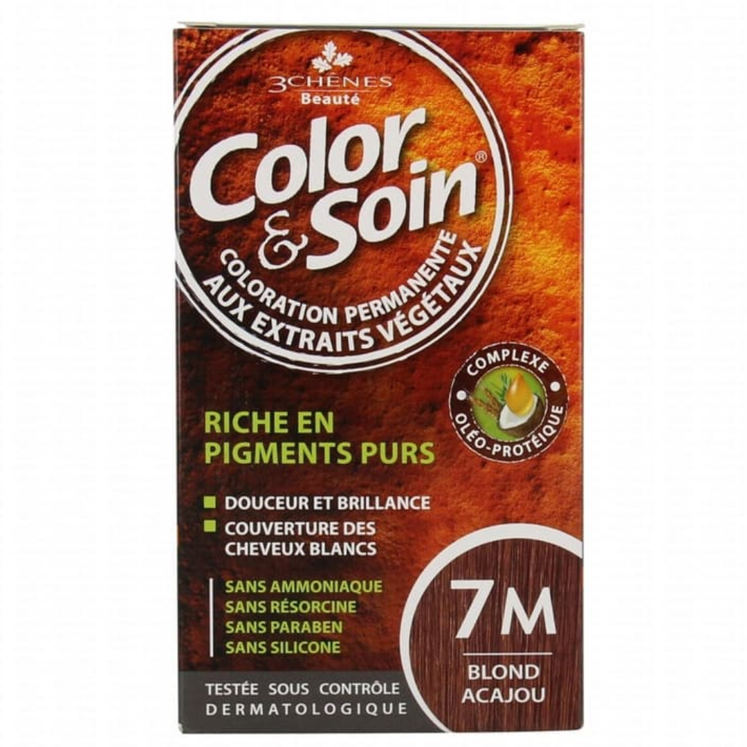 3 CHENES COLOR ET SOIN COLORATION PERMANENTE 7M BLOND ACAJOU 135 ML