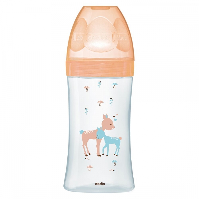 DODIE BIBERON SENSATION+ VERRE 270ML BEIGE BICHE 0-6 M TETINE PLATE D2