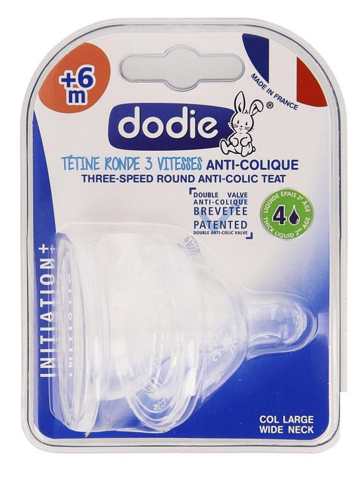DODIE 2 TETINES RONDE +6MOIS ANTI COLIQUE DEBIT RAPIDE 4