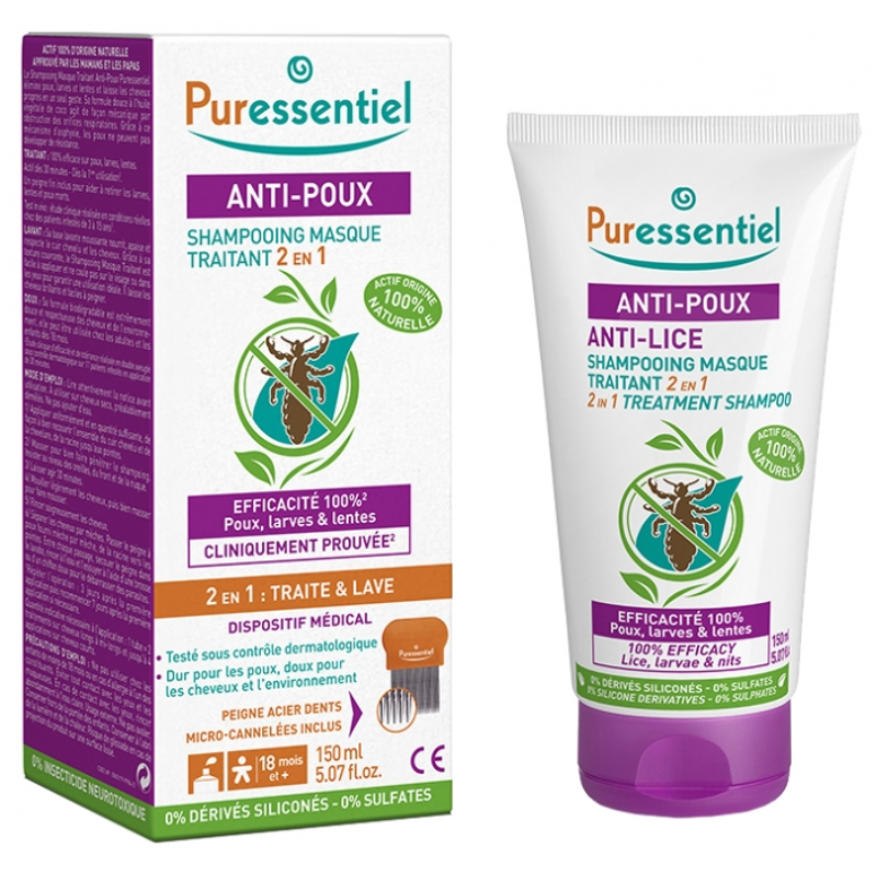 PURESSENTIEL SHAMPOING MASQUE 2 EN 1 ANTI POUX 150 ML