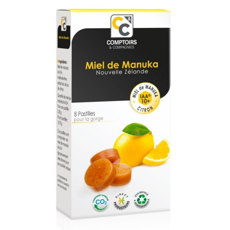 COMPTOIRS ET COMPAGNIES MIEL DE MANUKA IAA 10+ 8 PASTILLES POUR LA GORGE
