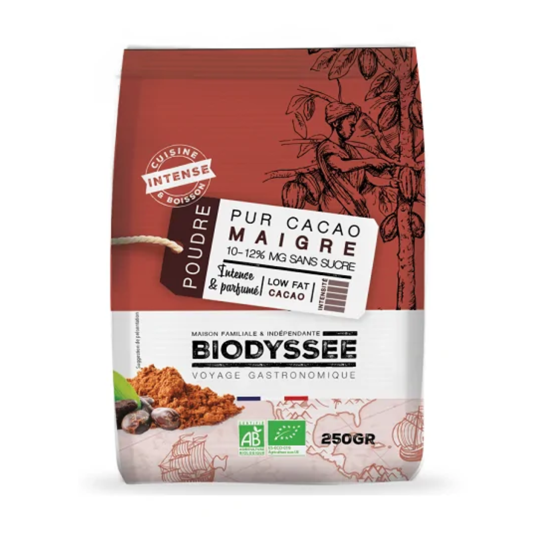 BIODYSSEE POUDRE PUR CACAO MAIGRE 250 G
