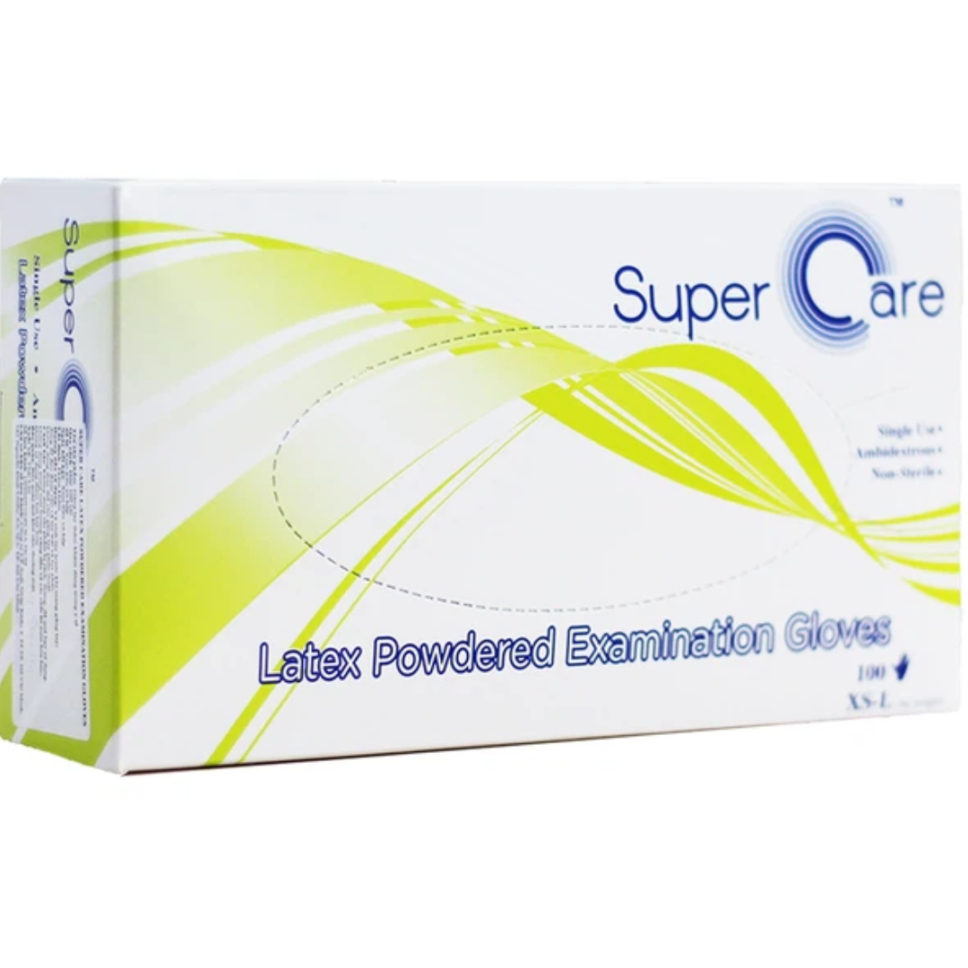 SUPERCARE LATEX POWDERED EXAMINATION GLOVES 100 UNITES SMALL