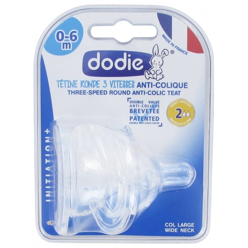 DODIE TETINE PLATE SENSATION+ ANTI COLIQUE D2 0-6M X2
