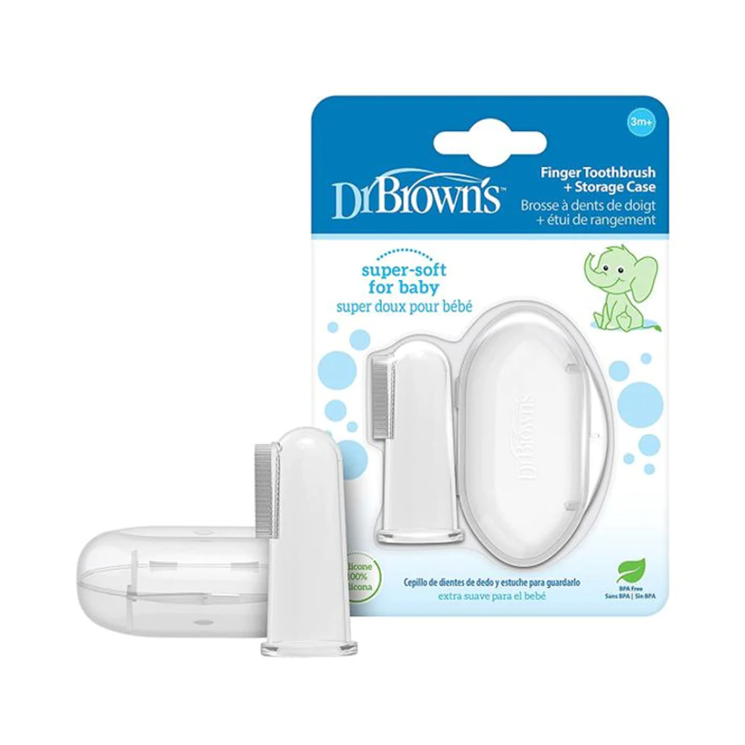 DR BROWNS BROSSE A DENTS EN SILICONE AVEC ETUI POUSSE DENTAIRE 3M+