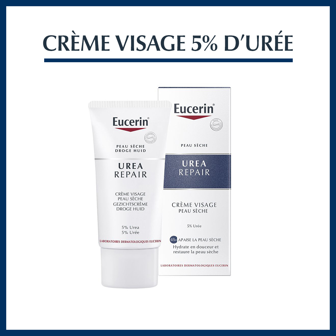EUCERIN UREA REPAIR CREME VISAGE PEAU SECHE 5 % D'UREE 50 ML