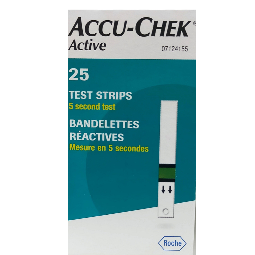 ACCU CHEK ACTIVE TEST RAPIDE GLYCEMIE 25 BANDELETTES REACTIVES
