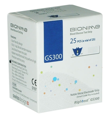 BIONIME BANDELETTE REACTIVE GS300 POUR LECTEUR BIONIME GM300 25 UNITES