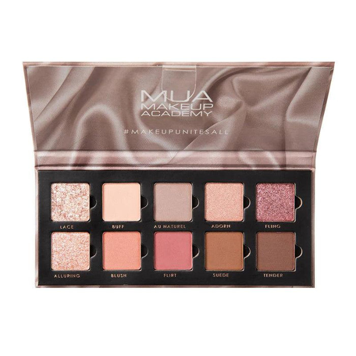 MUA 10 SHADE MATTE AND FOIL EYESHADOW COLLECTION SILK NUDE 11 G