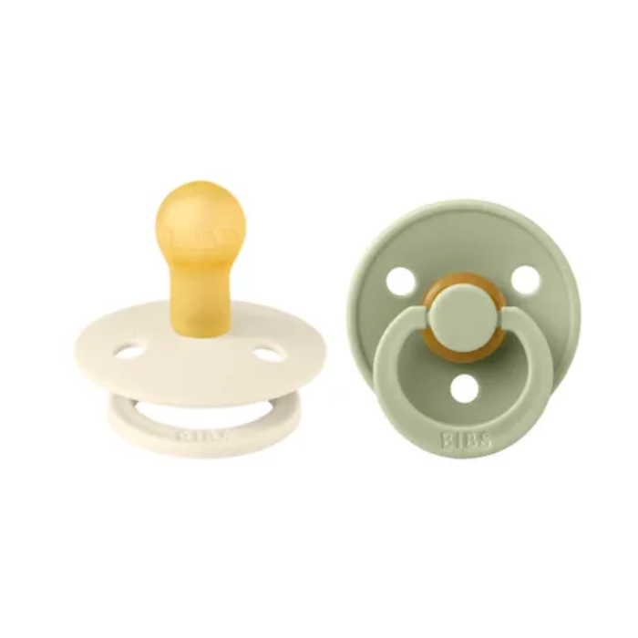 BIBS COLOUR NATURAL RUBBER SUCETTE RONDE PACK DE 2 IVOIRE ET SAGE 0MOIS+