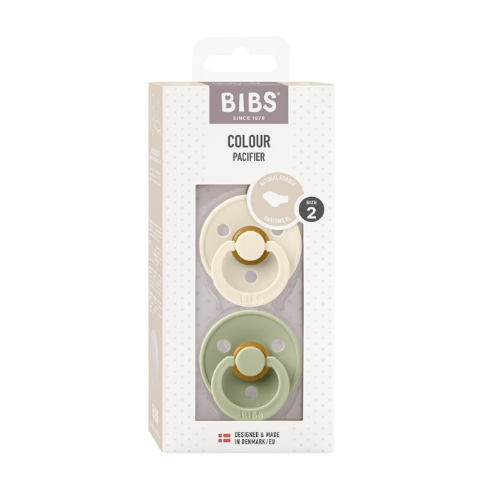 BIBS COLOUR PACIFIER SUCETTE ANATOMICAL IVOIRE ET SAUGE 6 MOIS+
