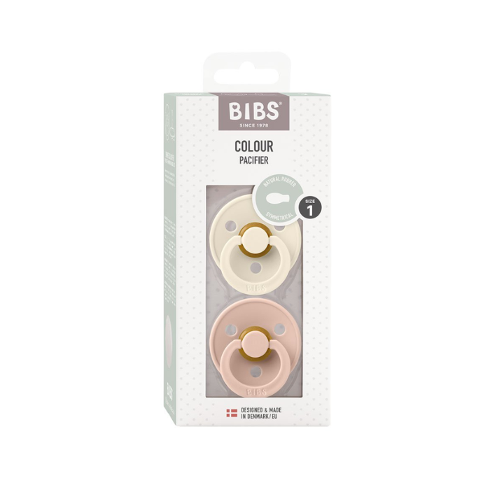 BIBS COLOUR PACIFIER SUCETTE SYMETRIQUE IVOIRE ET BLUSH 0 MOIS+