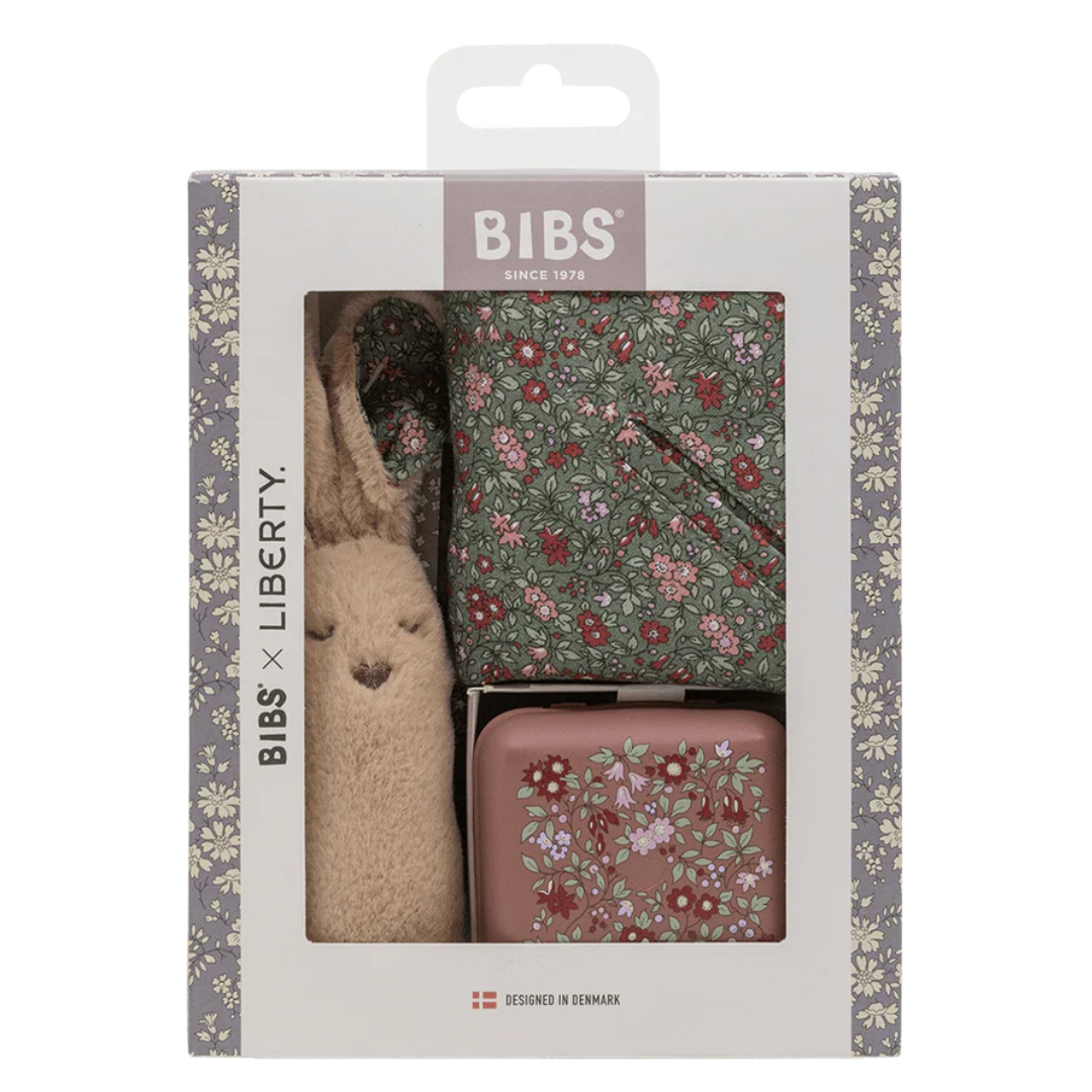 BIBS X LIBERTY COFFRET CADEAU POUR NOEL ESSENTIEL BEBE CHAMOMILE LAWN WOODCHUCK