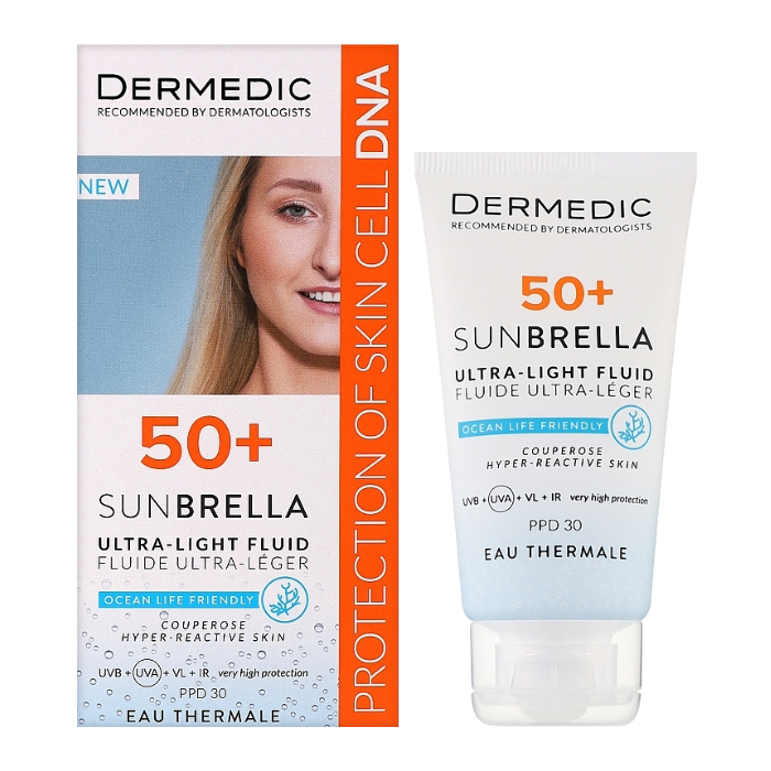 DERMEDIC SUNBRELLA FLUIDE ULTRA LEGER SPF50+ PEAUX HYPER REACTIVE 40ML