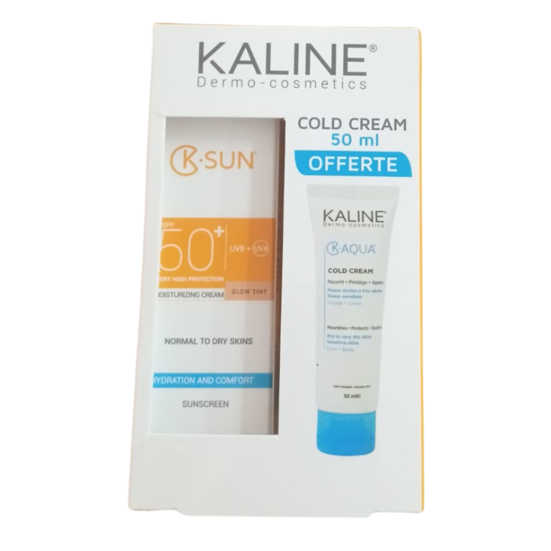 KALINE K SUN PACK CREME HYDRATANTE TINTE LUMINEUSE 50 ML ET COLD CREAM K AQUA 50 ML OFFERTE
