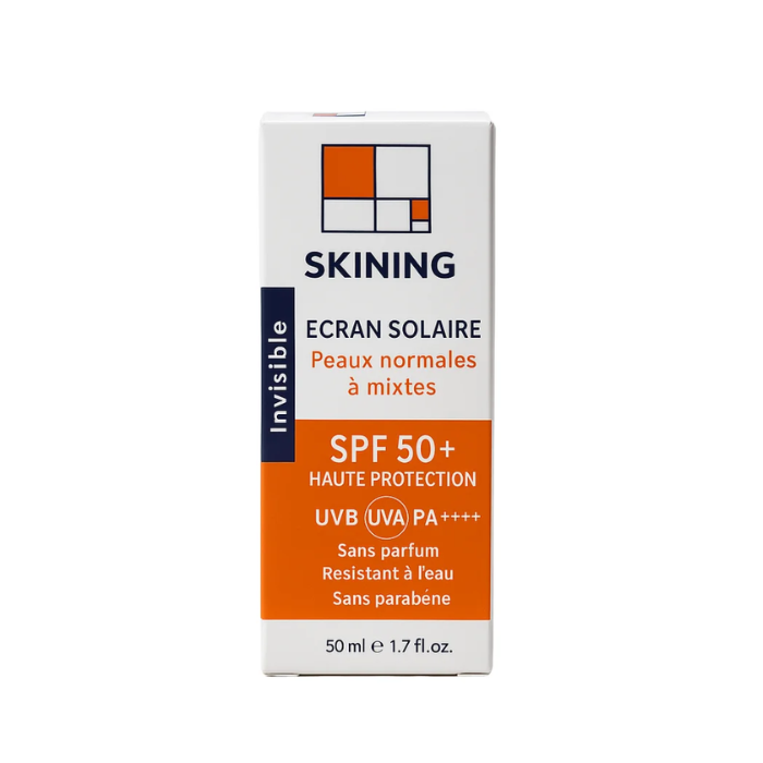 SKINING ECRAN SOLAIRE INVISIBLE SPF 50+ PEAUX NORMALES A MIXTES 50ML