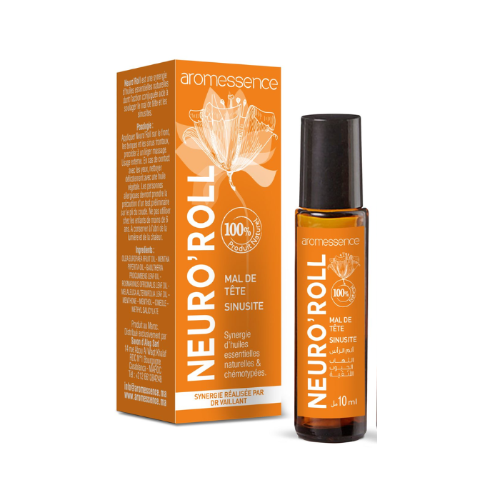 AROMESSENCE NEURO ROLL SYNERGIE DE HUILES ESSENTIELLES NATURELLES 10ML MAL DE TETE ET SINUSITE ROLL ON