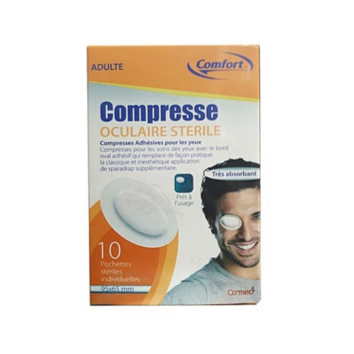 COMFORT COMPRESSE OCULAIRE STERILE ADULTE 10 POCHETTES 95*65 MM