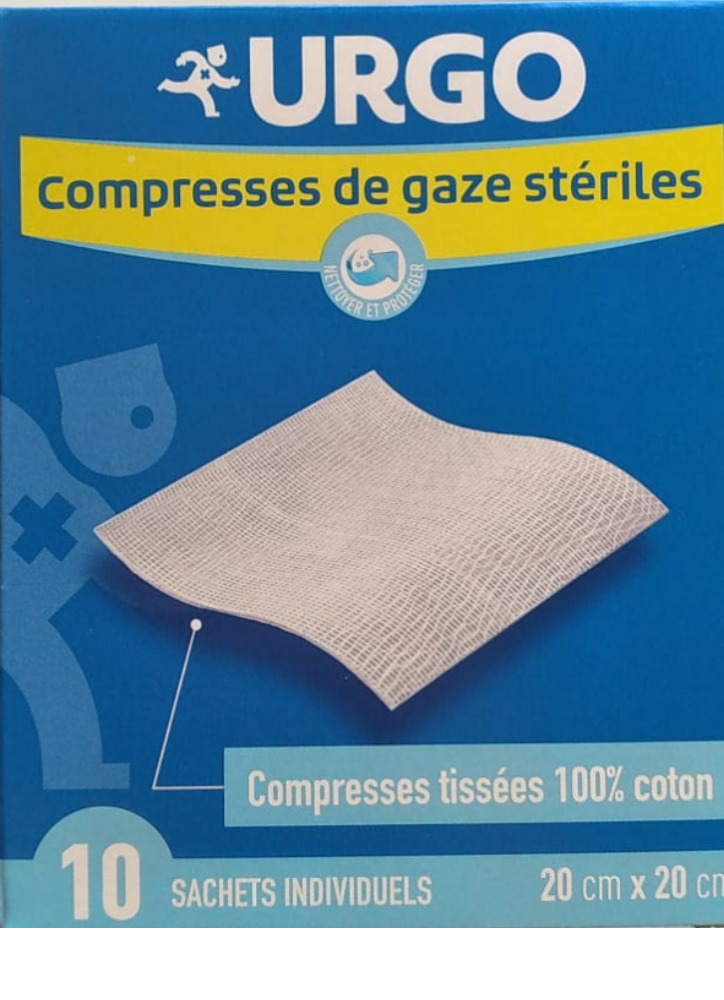 URGO COMPRESSES DE GAZ STERILES 20 CM x 20 CM