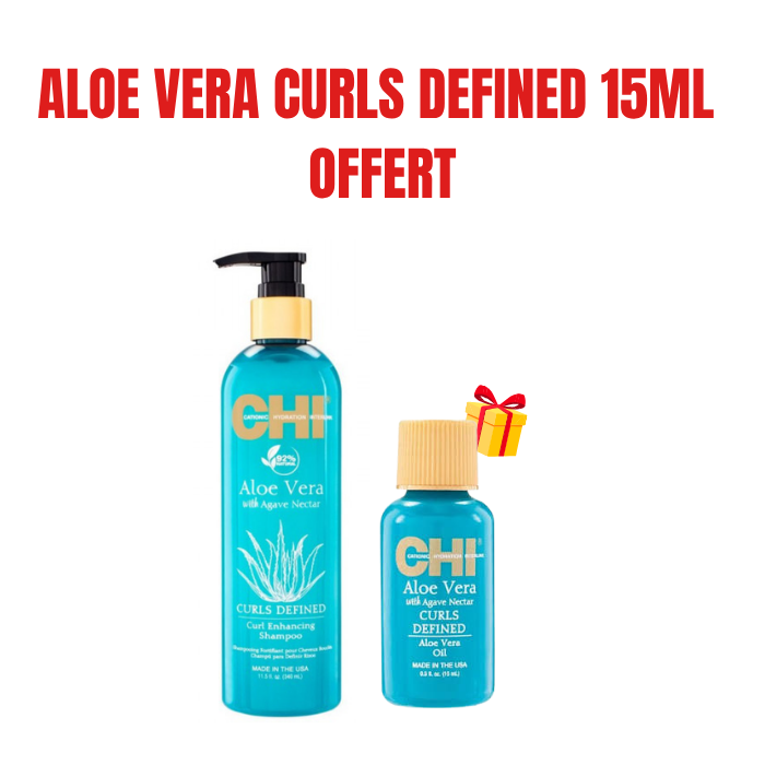 CHI OFFRE ALOE VERA SHAMPOOING CHEVEUX BOUCLES 340 ML + ALOE VERA CURLS DEFINED 15 ML OFFERT