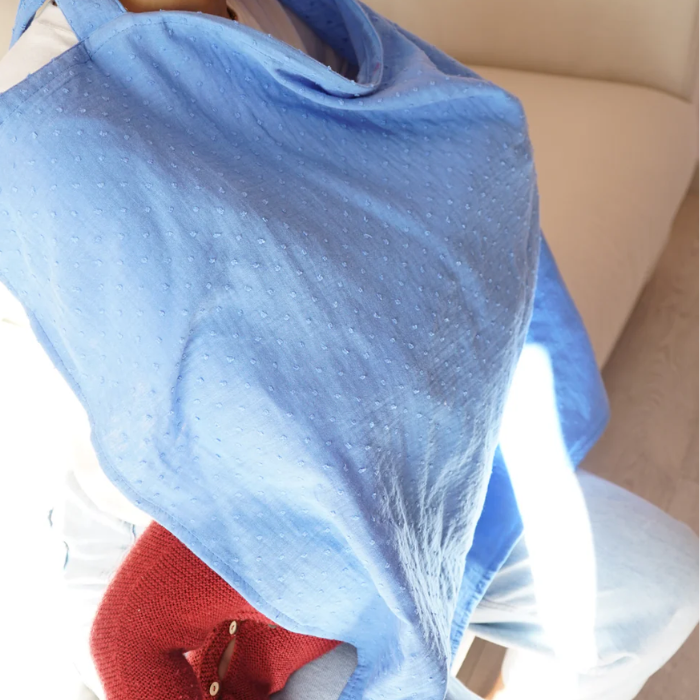 BAMBIDOU TABLIER D'ALLAITEMENT EN GAZE BLEU CIEL