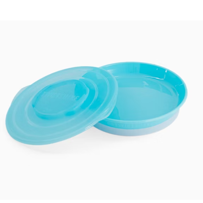 TWISTSHAKE ASSIETTE D'APPRENTISSAGE REPAS BEBE AVEC COUVERCLE BLEU 6 MOIS PLUS