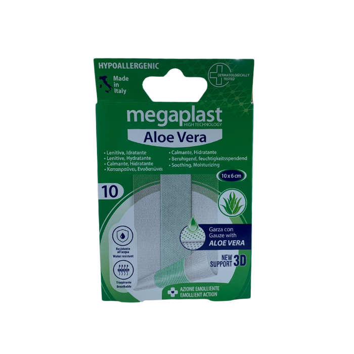 MEGAPLAST ALOE VERA PANSEMENT 3D HYDRATANTE BOITE DE 10 (10*6CM)