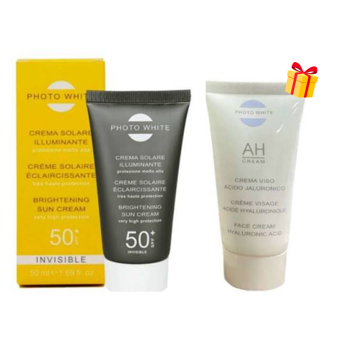 PHOTO WHITE OFFRE CREME SOLAIRE ILLUMINATRICE INVISIBLE 50 ML + PHOTO WHITE CREMA ACIDE HYALURONIQUE OFFERT