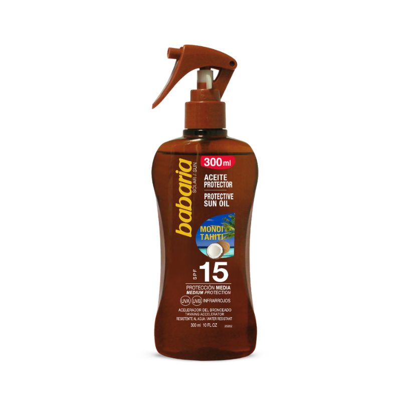 BABARIA SPRAY HUILE SOLAIRE PROTECTRICE AU MONOI DE TAHITI SPF 15 300 ML