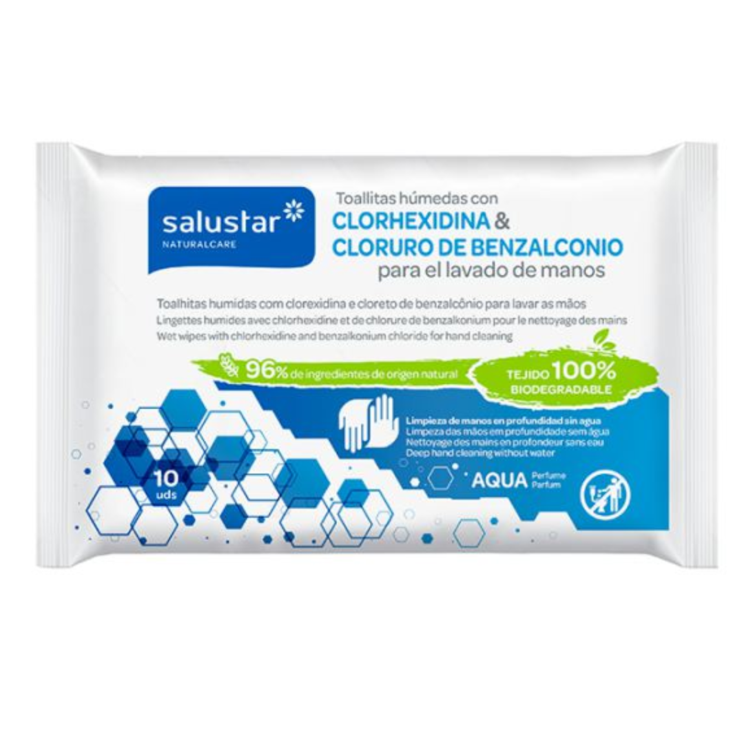 SALUSTAR LINGETTES CHLORHEXIDINE ET CHLORURE 10 UNITES